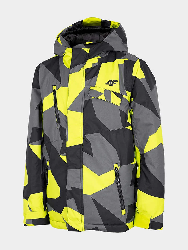 4F Ski-/ Snowboardjacke In Grau/ Gelb 3 4F Ski-/ Snowboardjacke In Grau/ Gelb