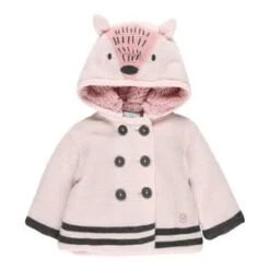 BOBOLI Strickjacke Kapuze Mit Ohren Und Plüschfutter Reh In Rosa