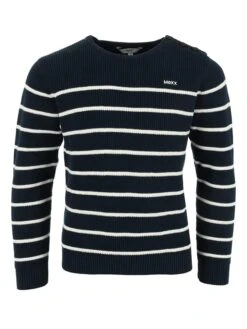 MEXX Pullover In Dunkelblau / Weiß