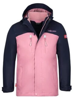 TROLLKIDS 3in1-Funktionsjacke "Bryggen" In Rosa/ Dunkelblau