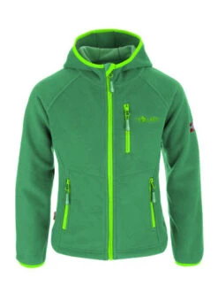 TROLLKIDS Fleece-Jacke Mit Kapuze "Stavanger" In Dunkelgrün / Hellgrün
