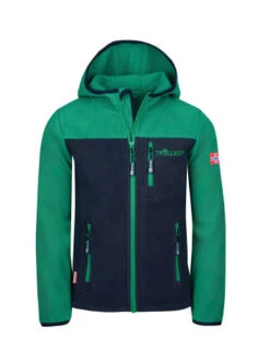 TROLLKIDS Fleece-Jacke Mit Kapuze "Stavanger" In Pfeffergrün/Marineblau