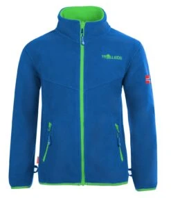 TROLLKIDS Fleece Jacke "Oppdal XT" In Mittelblau / Hellgrün