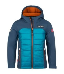 TROLLKIDS Hybrid Softshell Jacke "Lysefjord" In Nachtblau/Dunkelblau/Zimt