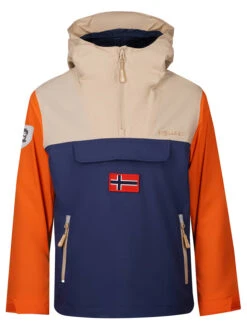 TROLLKIDS Regenjacke "Bergen" In Dunkelblau/ Beige/ Orange