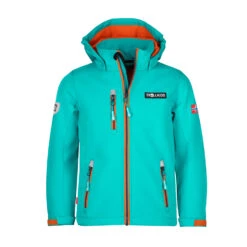 TROLLKIDS Softshell Jacke "Preikestolen" In Blaugrün/Hellorange
