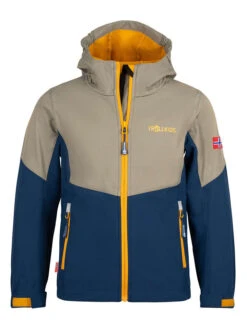TROLLKIDS Softshelljacke "Kristiansand" In Dunkelblau/ Khaki